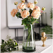 Handmade Crystal Clear Glass Vase with Decorative Gilded Rim, Sturdy and Durable for Farmhouse Decorative
