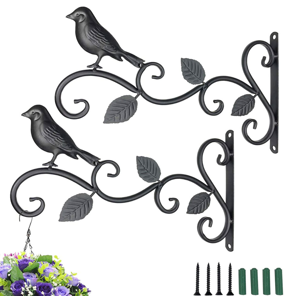 Hand Forged Wrought Iron Solid Construction, Generous Warranty Easy To Install Decoration For Home And Garden, Multi-Purpose Hanging Bracket Includes 9433291811108