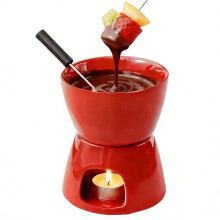 Large Capacity Ceramic Chocolate Fondue Cup for Parties and-Red