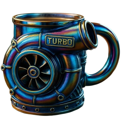 Stainless Steel 3D Mechanical Coffee Cup Engine-Blue