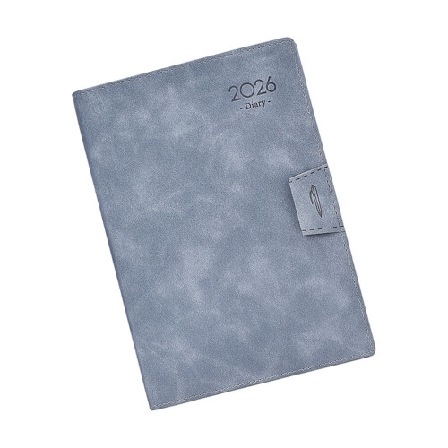 Carnet de notes quotidien en cuir doublé, 2026 Pages,-gris bleu
