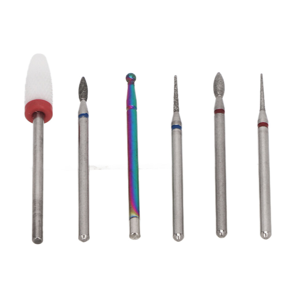 6pcs Ceramic Nail Drill Bits Tungsten Steel High Strength Polishing for Nail Artist