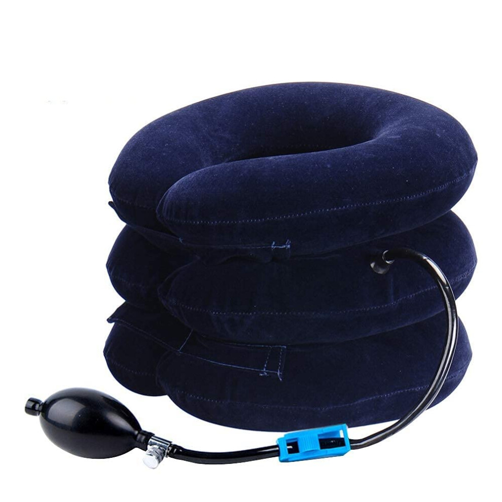 Blue Cervical Neck Traction Device Inflatable Neck Stretcher, Use For Neck And Shoulder Relief Traction Spine Alignment, Neck Cervical Brace (Blue)