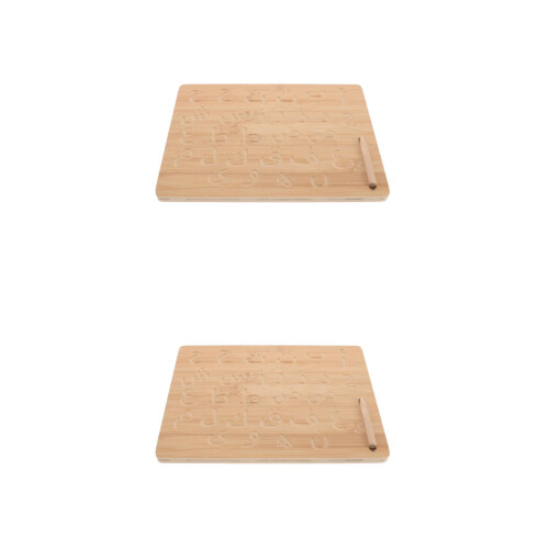 2Pièces Planche D'écriture En Bambou Khaki Montessori 2