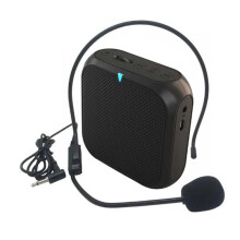 Mini amplificatore vocale cablato con microfono a clip per insegnanti nero