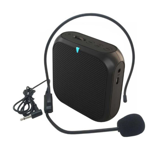 Wired Voice Amplifier Mini Lightweight with Lavalier Mic, Black