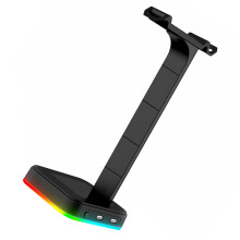 2Pièces Support Casque Noir En ABS Avec Lumière Rgb Et Hub USB Intégré