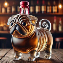 Funny Pug Whiskey Bottle, Dog Shape Empty Glass Liquor Bottle, Housewarming Gift