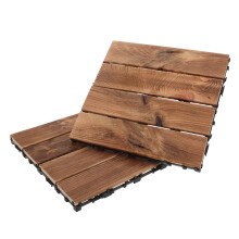 4Pcs Natural Wood Outdoor Floor Tiles Light Brown Waterproof Decking