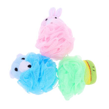 12St Pe Kinderbadballen, Mesh Douchepuff Met Cartoon Dierdesign
