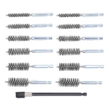 13-Pc Bore Brush Set 8-19mm Steel Wire & Extension Rods, 1/4in Shank