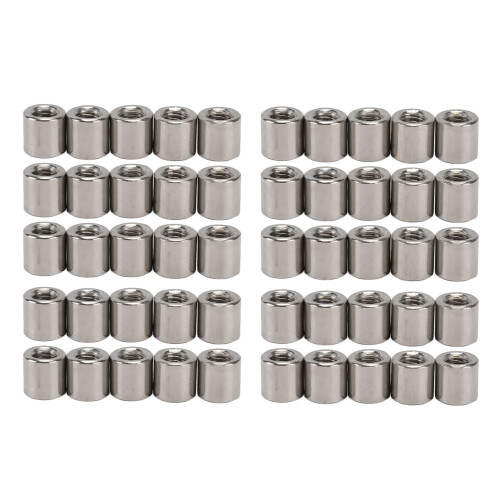 50PCS M6 304 Stainless Steel Round Coupling Nuts, Female Thread 1