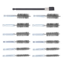 13pcs Bore Brush Set 8-19mm with 15cm Extension 1/4in Shank Steel Wire