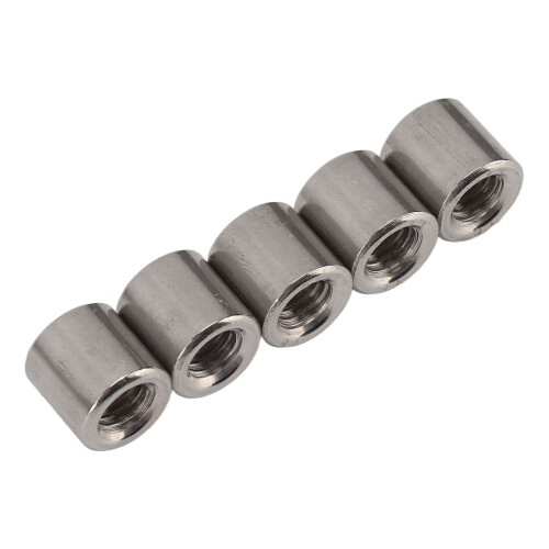 50PCS M6 304 Stainless Steel Round Coupling Nuts, Female Thread 2