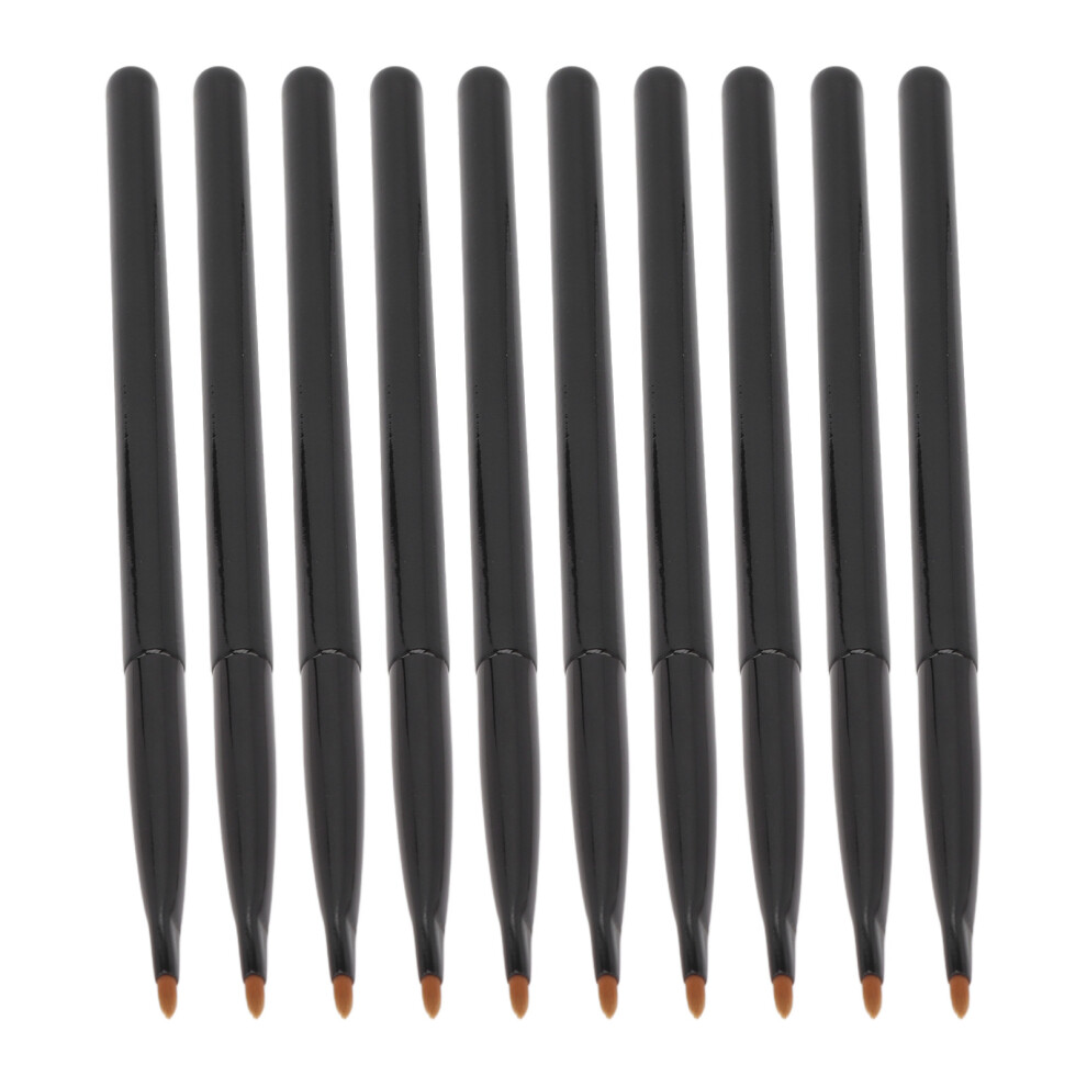 Black 10Pcs Professional Lip Liner Brush Set, Soft & Portable Makeup Tool In