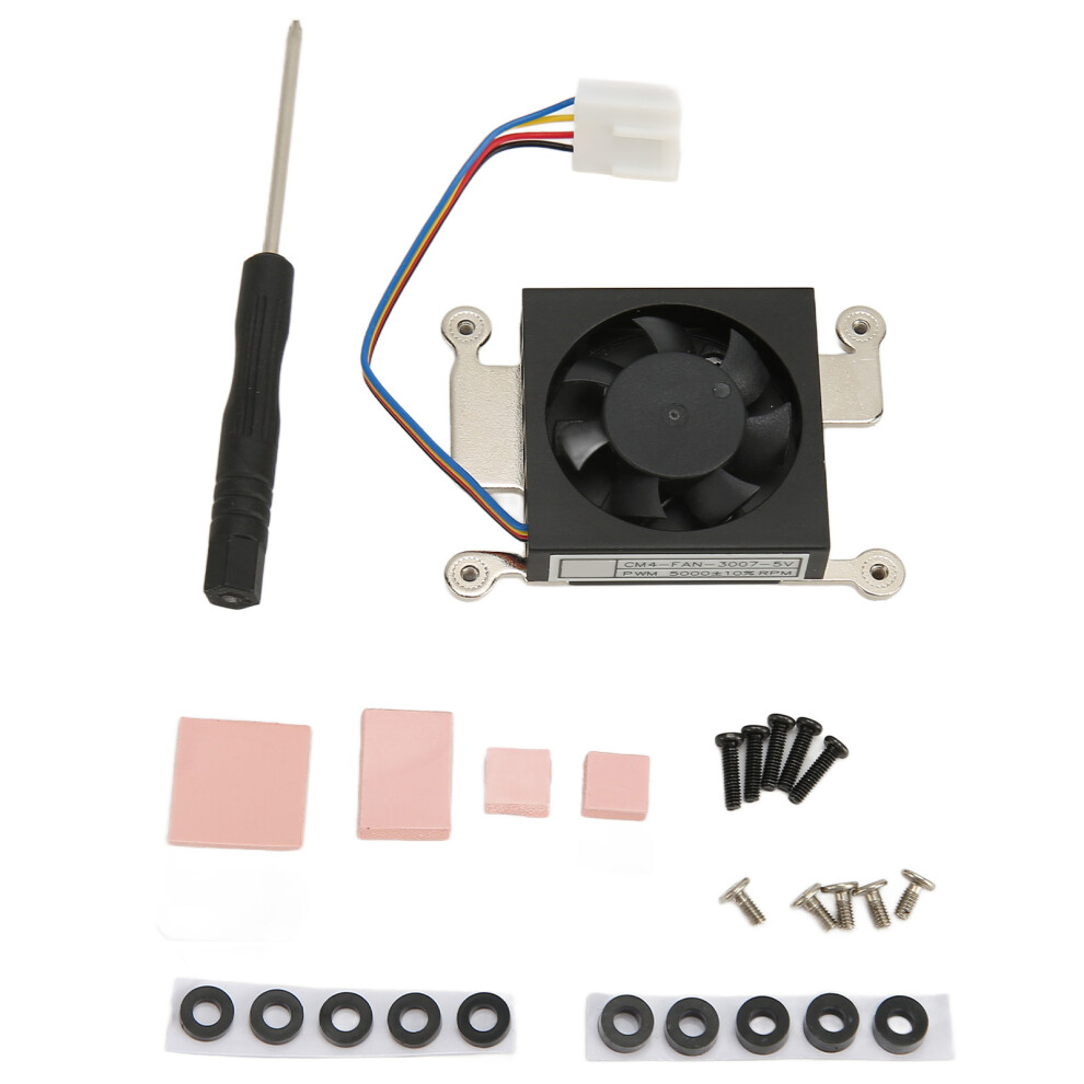 Stable 5V 3007 Low Noise Cooling Fan For Raspi Cm4 + Heat Dissipation Sticker 8431381937043