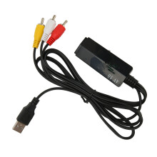 Convertidor RCA a interfaz multimedia HD 1080P con alimentación USB Negro