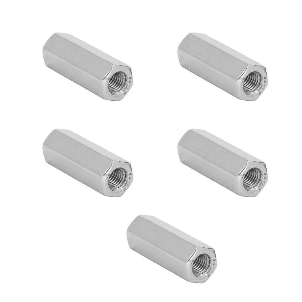 5Pcs M10 Stainless Steel Hex Coupling Nut - Durable 304 Connector Nut Set 7891371960351