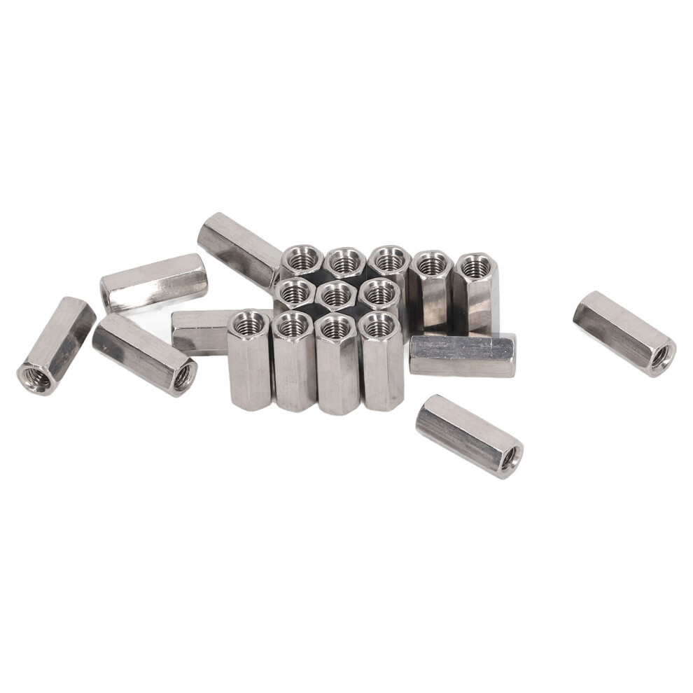 20Pcs M5 X 0.8-8-L20mm Stainless Steel Hex Coupling Nuts, Rustproof Silver 9461380907845