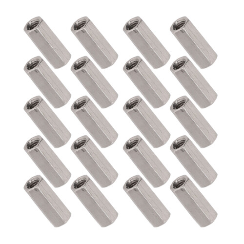 20Pcs M5 x 0.8-8-L20mm Stainless Steel Hex Coupling Nuts, Rustproof Silver 1