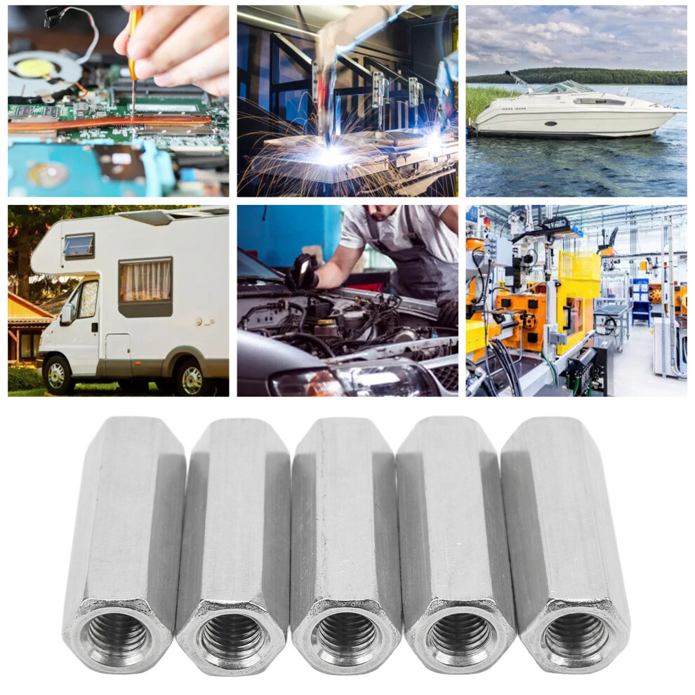 Bulk Pack Of 5 M12x1.75 60Mm Hex Nuts 304 Stainless Steel Couplings 5071371960755