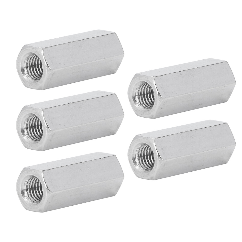 5Pcs M12x1.75-19-L50mm 304 Stainless Steel Hex Coupling Nuts 8741371961188