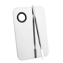 Cosmetic Mixing Palette Stainless Steel, Durable Makeup Palette with Non Slip Handle Spatula for Eyelash Lipstick Nail Art, Ideal for DIY Creation