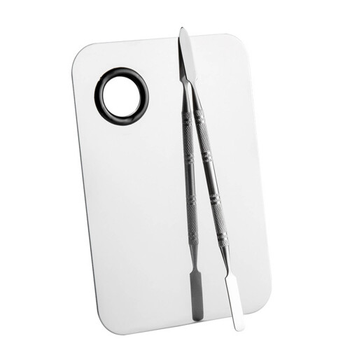 Edelstahl Makeup-Mischpalette 11,5 x 7,5 cm mit Spatel 1