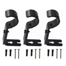 Black Iron Wall Mounted Curtain Rod Holders 3PCS Adjustable Length