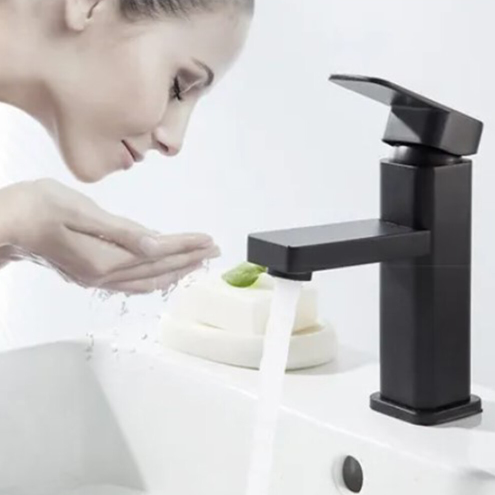 Plastic Black Kitchen Sink Faucet Hot Cold Water, G1/2 7641380909557
