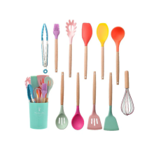 Conjunto de utensílios de cozinha antiaderentes, produto versátil para cozinhar em temperaturas resistentes, roxo, fácil de limpar e guardar.