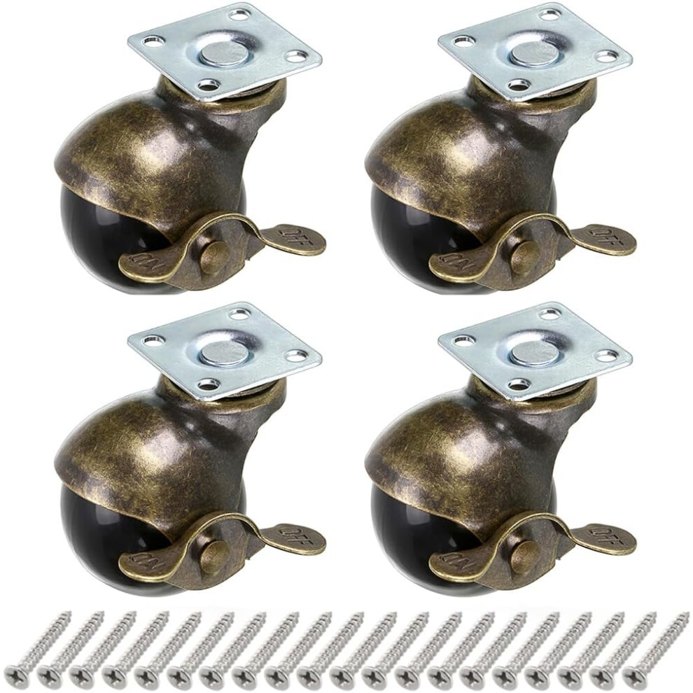 Elegant Antique Brass Ball Casters, Vintage Furniture Caster Wheels For Office Chairs, Sofas, Tables 9448196440469