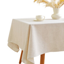 Rectangle Table Cloth for Elegant Decoration, Linen Style Indoor Outdoor Use Table Covers, 52x70, Faux Linen with Waterproof Vinyl Layer, Versatile