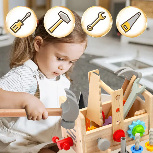 Ξύλινο κιτ εργαλείων Montessori για δημιουργικά νήπια, περιλαμβάνει αναστρέψιμο 1