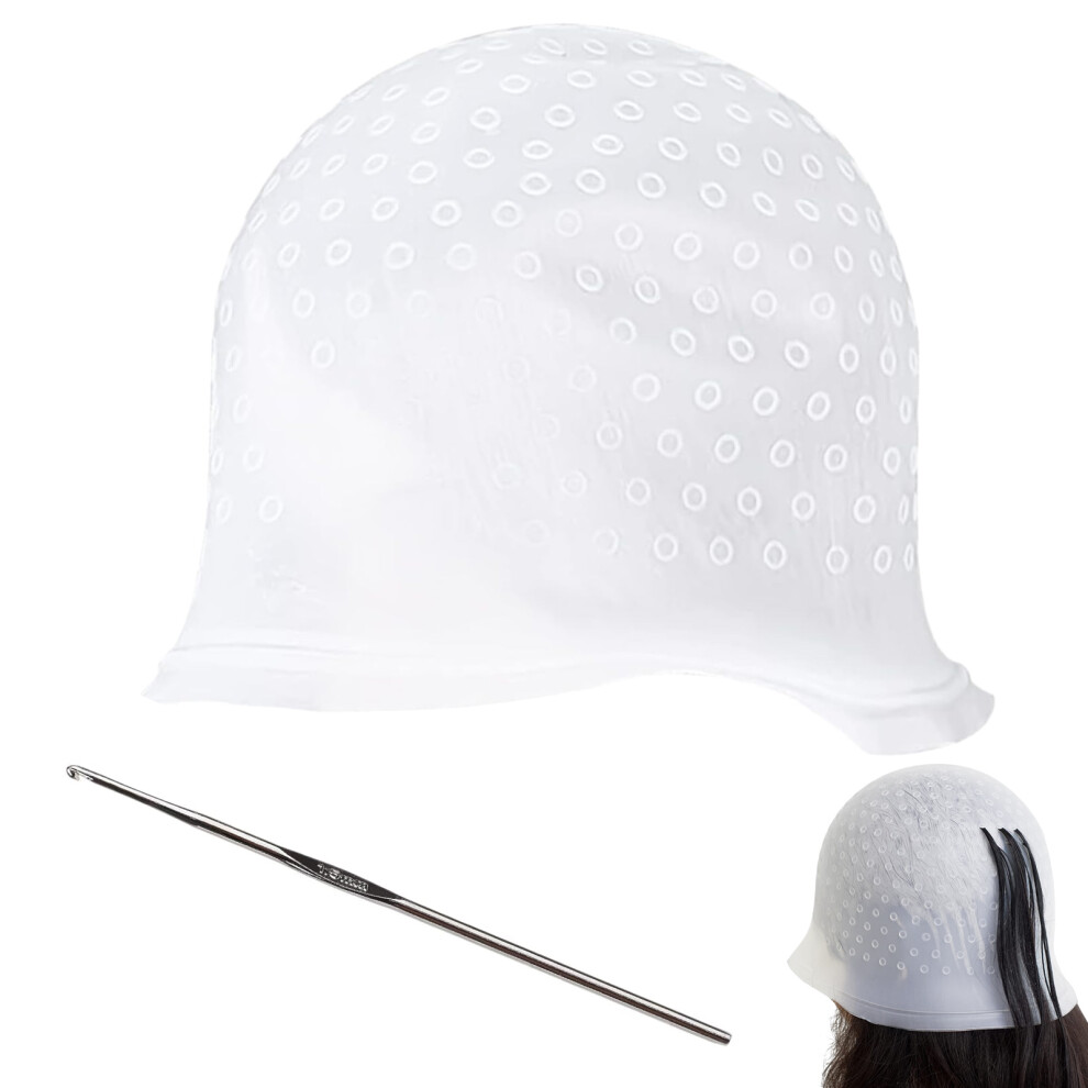 Home Or Professional Use Hair Dyeing Cap, Flexible Wick Cap With Pre-Punched Perforations For Selective Bleaching Or Dyeing, Reusable Silicone Cap