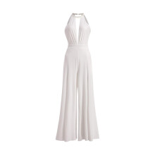 Tuta intera da donna con scollo a V e allacciatura al collo, tuta ampia in chiffon senza schienale con pantaloni lunghi a gamba larga, tuta sexy a