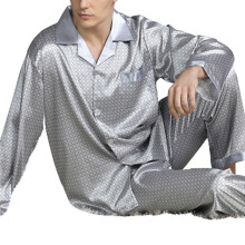 Loungewear-Set für Herren, modisch aus Seidensatin, lässig-locker geschnitten, trendiges Design, lange Schlafhose mit elastischem Bund,