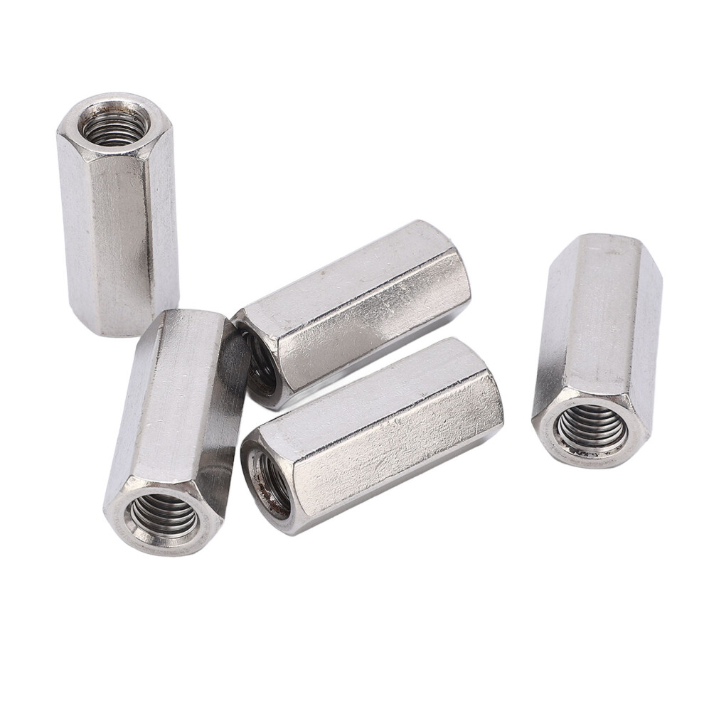 5Pcs M12x1.75 Stainless Steel Hex Coupling Nuts For Bolts, Silver 8181371970382