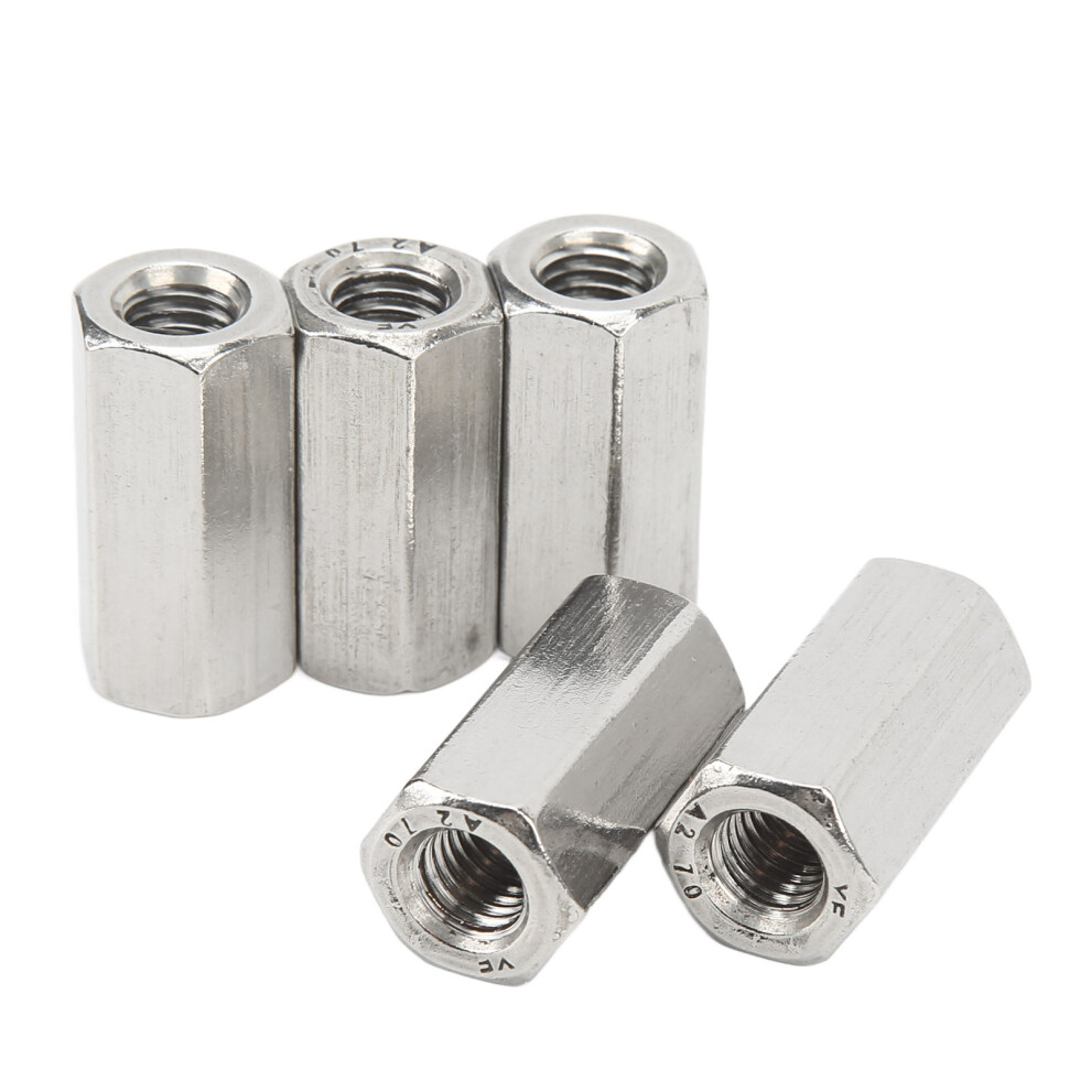 Rustproof Silver M10 Hex Coupling Nut Stainless Steel 5Pcs For Studs & Bolts 9491371970329