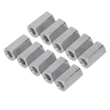 10Pcs M8 x 1.25-13-L24mm Stainless Steel Hex Coupling Nuts for Fastening