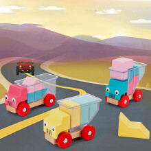 Blocco Puzzle in Legno per Bambini, Truck Educativo con Blocchi Sovrapponibili