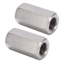 2PCS M16 Stainless Steel Hex Coupling Nuts Rustproof Anti Corrosion Connection