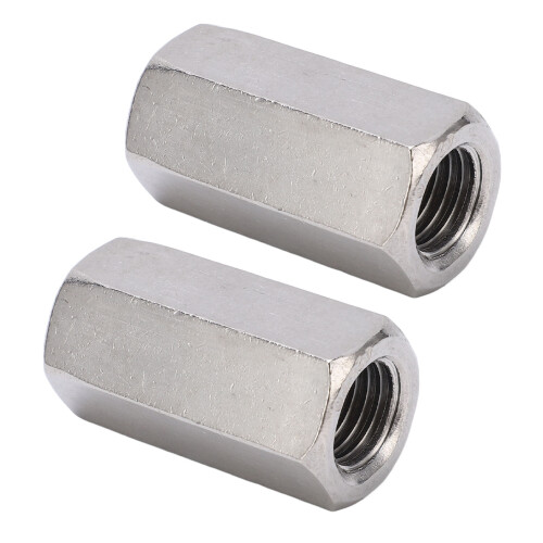 2PCS M16 Stainless Steel Hex Coupling Nuts Rustproof Anti Corrosion Connection