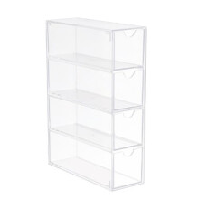 Organiseur à compartiments transparents, étui de rangement empilable et facilement accessible pour lunettes de soleil, montres, bijoux, pinceaux de