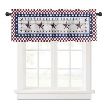 Fensterdekoration zum Unabhängigkeitstag, Gardinenblende mit Stangendurchzug und kariertem Muster mit amerikanischer Flagge, maschinenwaschbar,