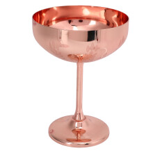 Unmatched Durability Meets Style, Copper Plated Stainless Steel Cocktail Glasses Feature Insulation, Low Wide Bowl, Flat Base For Stability, Long