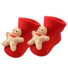 Red Christmas Baby Socks Cotton Warm Thermal Stockings for 0-1 Year