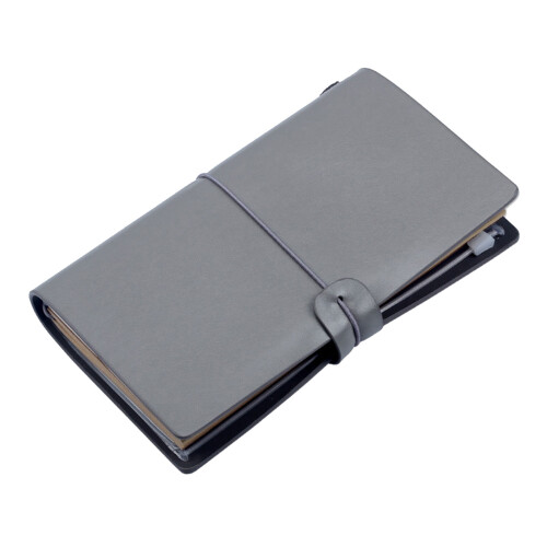 Carnet de voyage Compact en cuir PU, avec plusieurs-gris clair