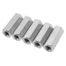 5PCS M10 x 1.5-17-L45mm 304 Stainless Steel Hex Coupling Nuts
