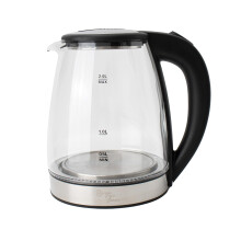 Electric Kettle Glass 2L – 1800W Fast Boil, BPA, Quiet Boil, Blue LED, No Plastic, BoilDry Protection, Black Electric Glass Kettle